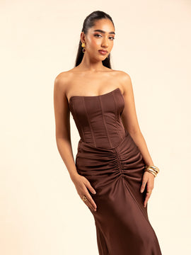 Back Tie Up Detailed Satin Corset Top