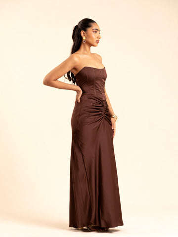 Back Tie Up Detailed Satin Corset Top