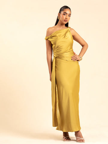 Twisted Detailed Bias Maxi Dress