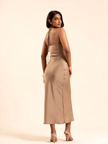 Flower Detailed Bias Maxi Dress