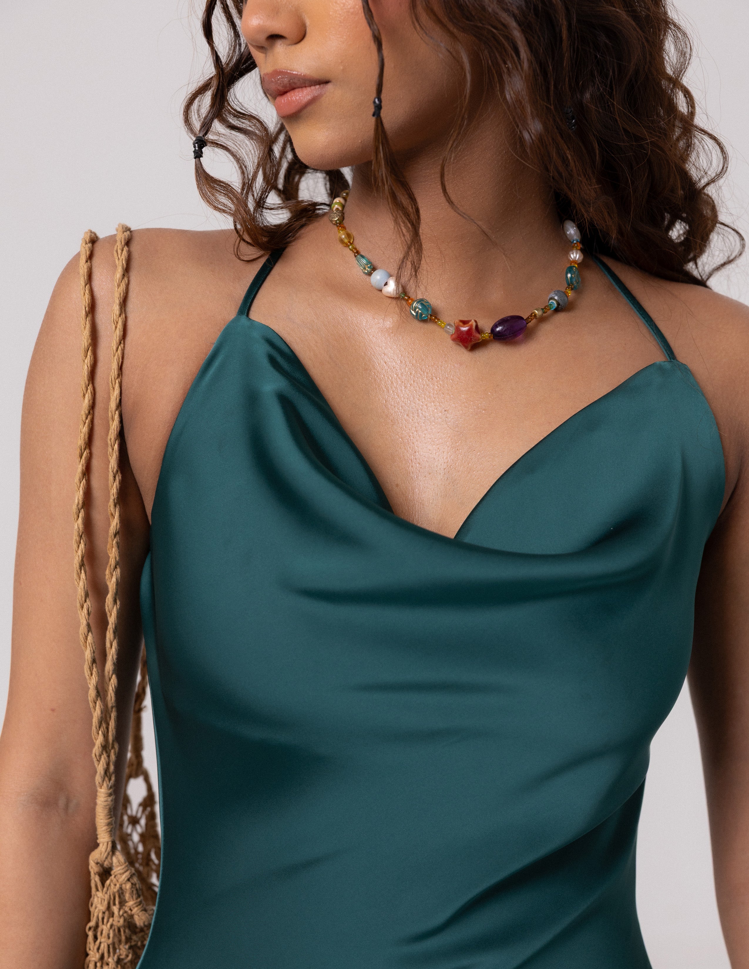 Cowl Neck Bias Maxi Dress
