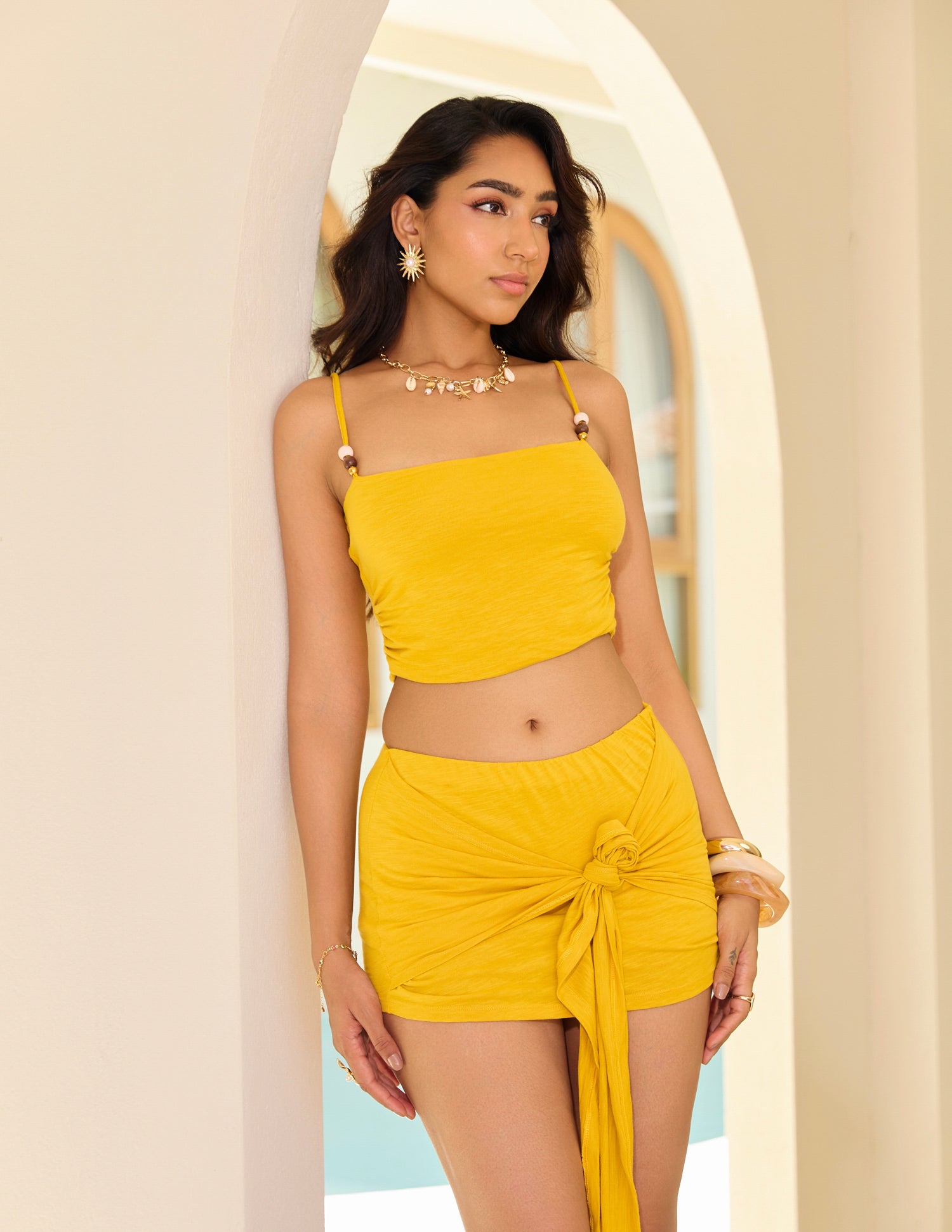 Mock Wrap Mini Skirt