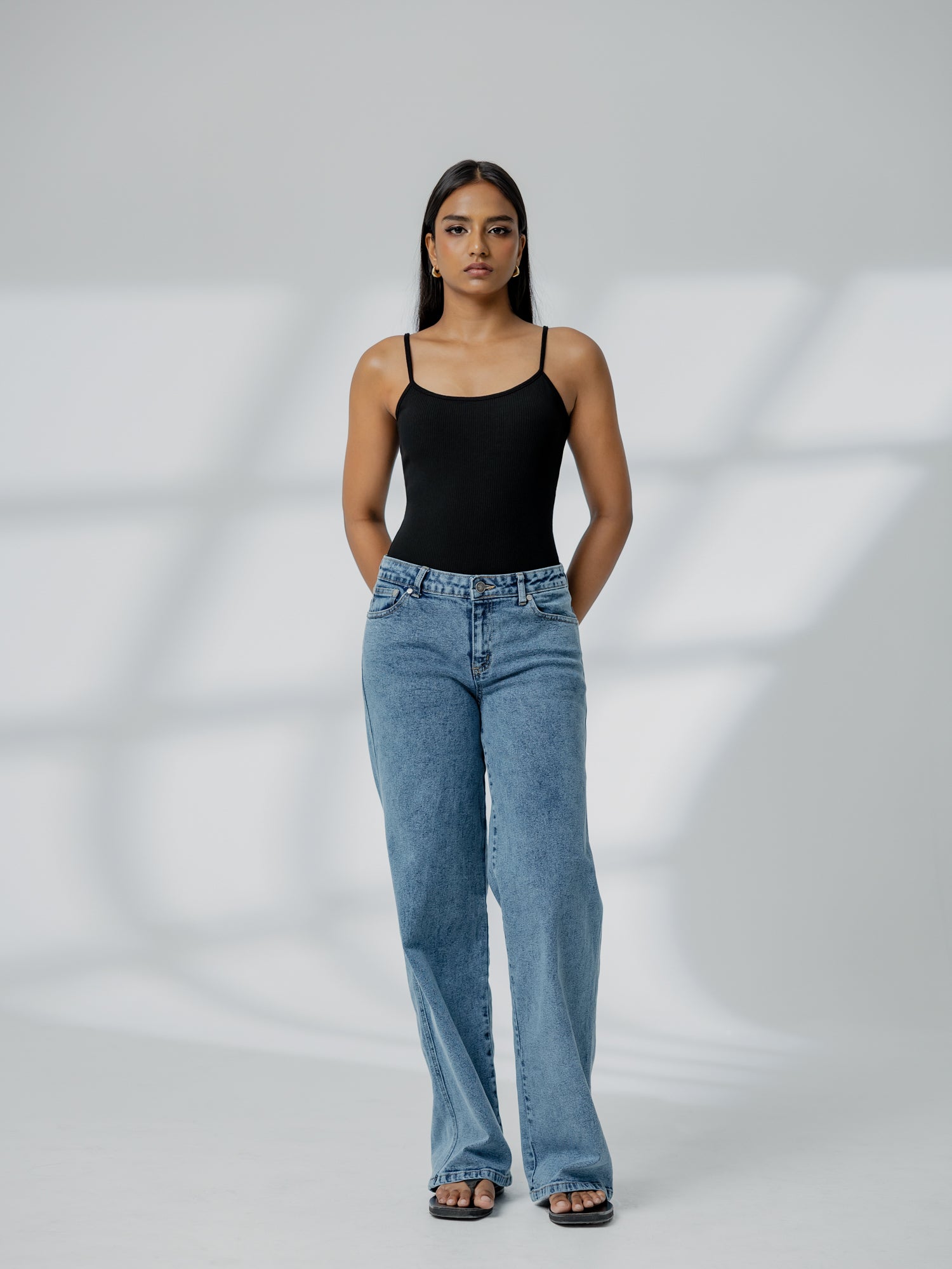 Low Waist Acid Washed Jean