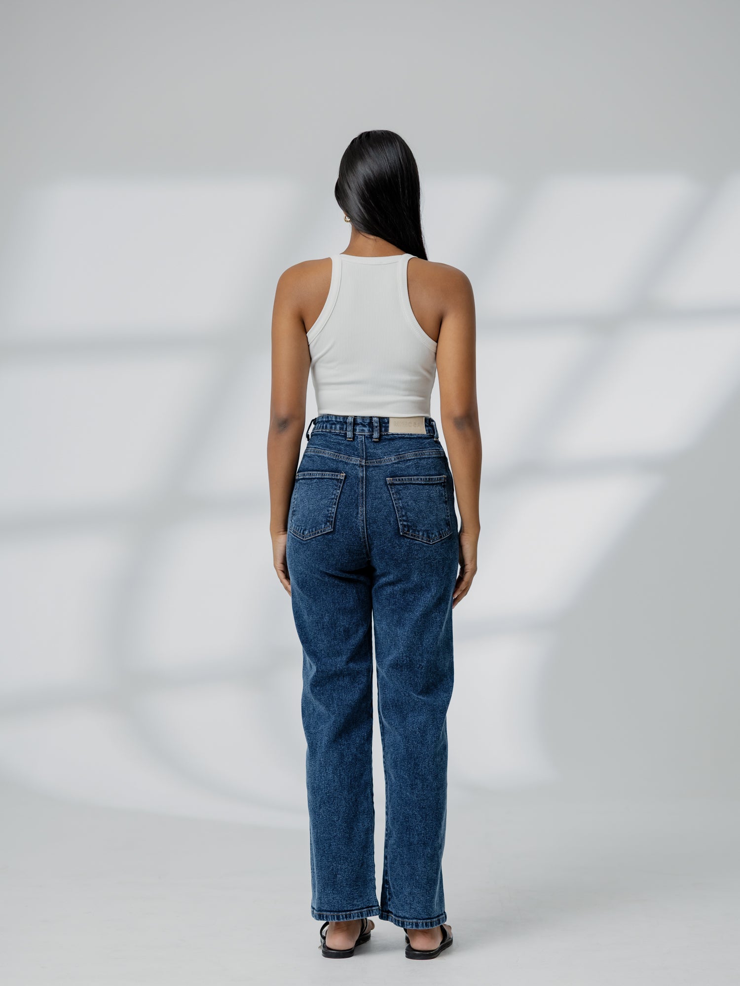 High Waist Acid Washed Straight Leg Jean