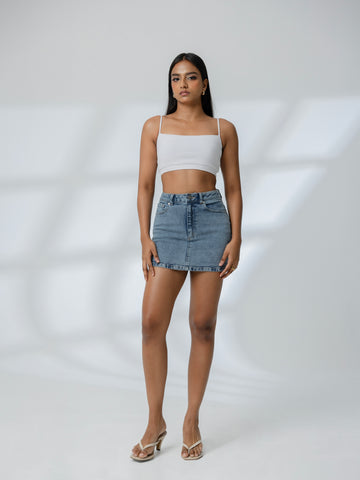 High Waist  Acid Washed Mini Skirt