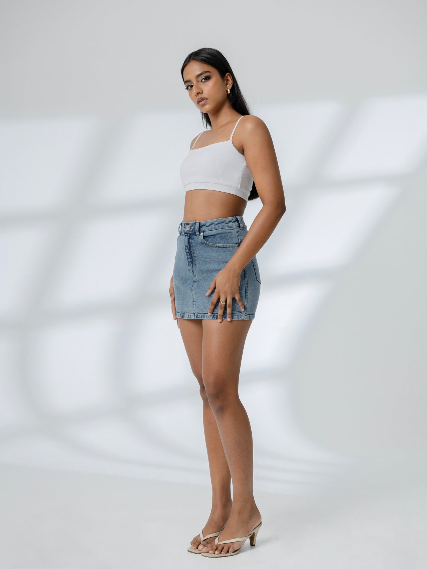 High Waist  Acid Washed Mini Skirt