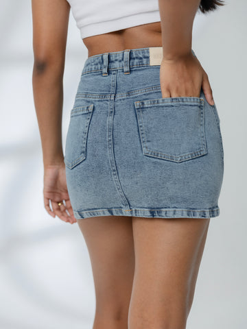 High Waist  Acid Washed Mini Skirt