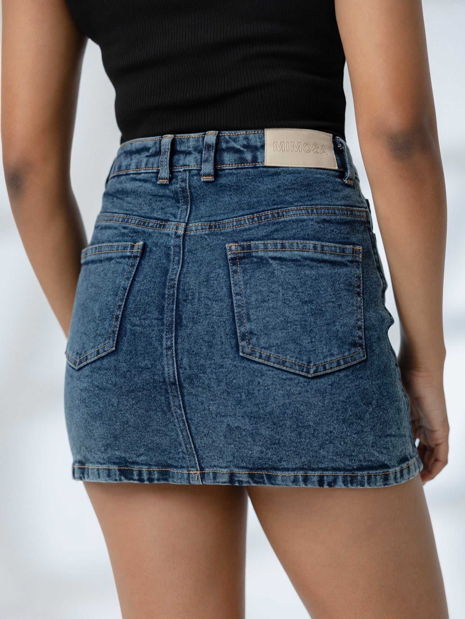 High Waist  Acid Washed Mini Skirt