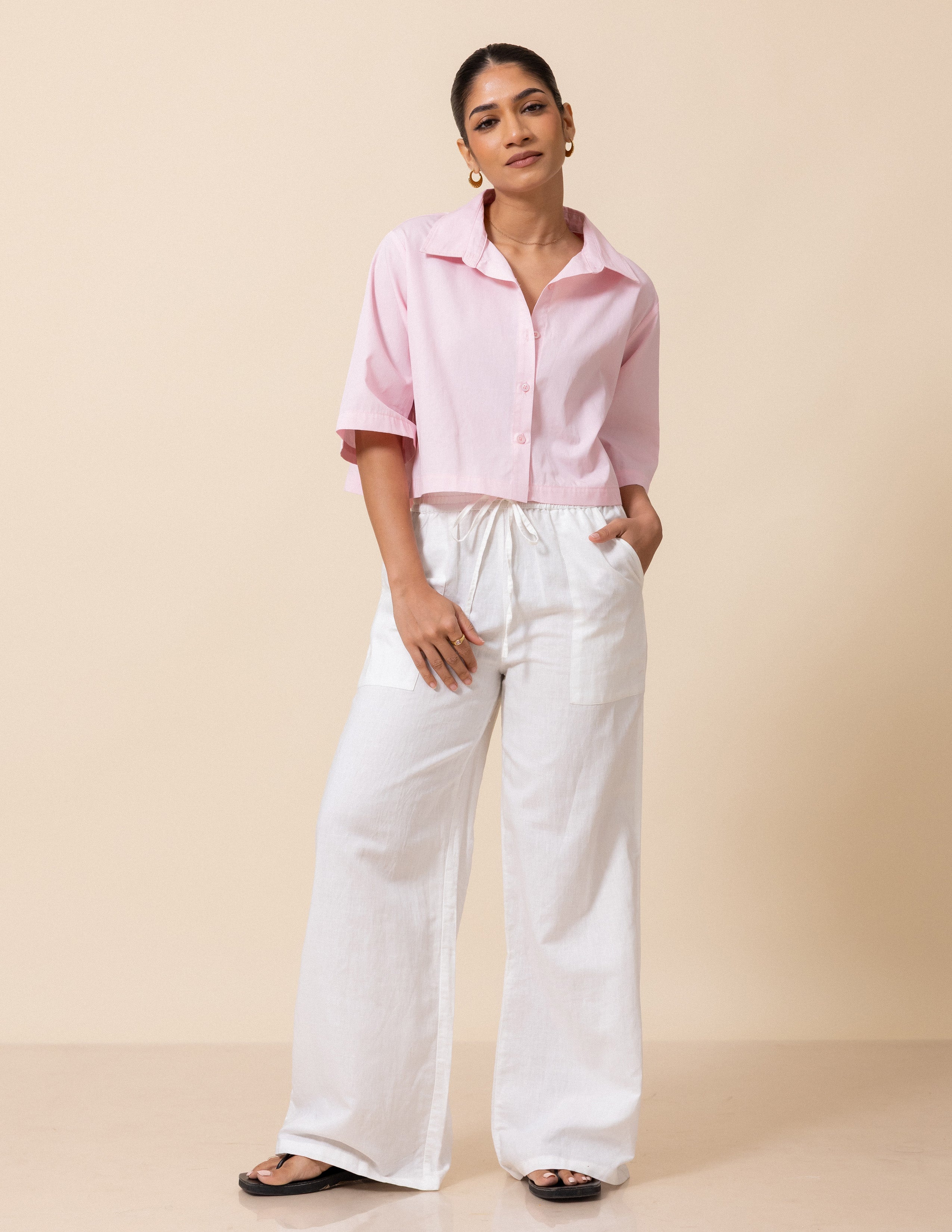 Button Down Cropped Shirt