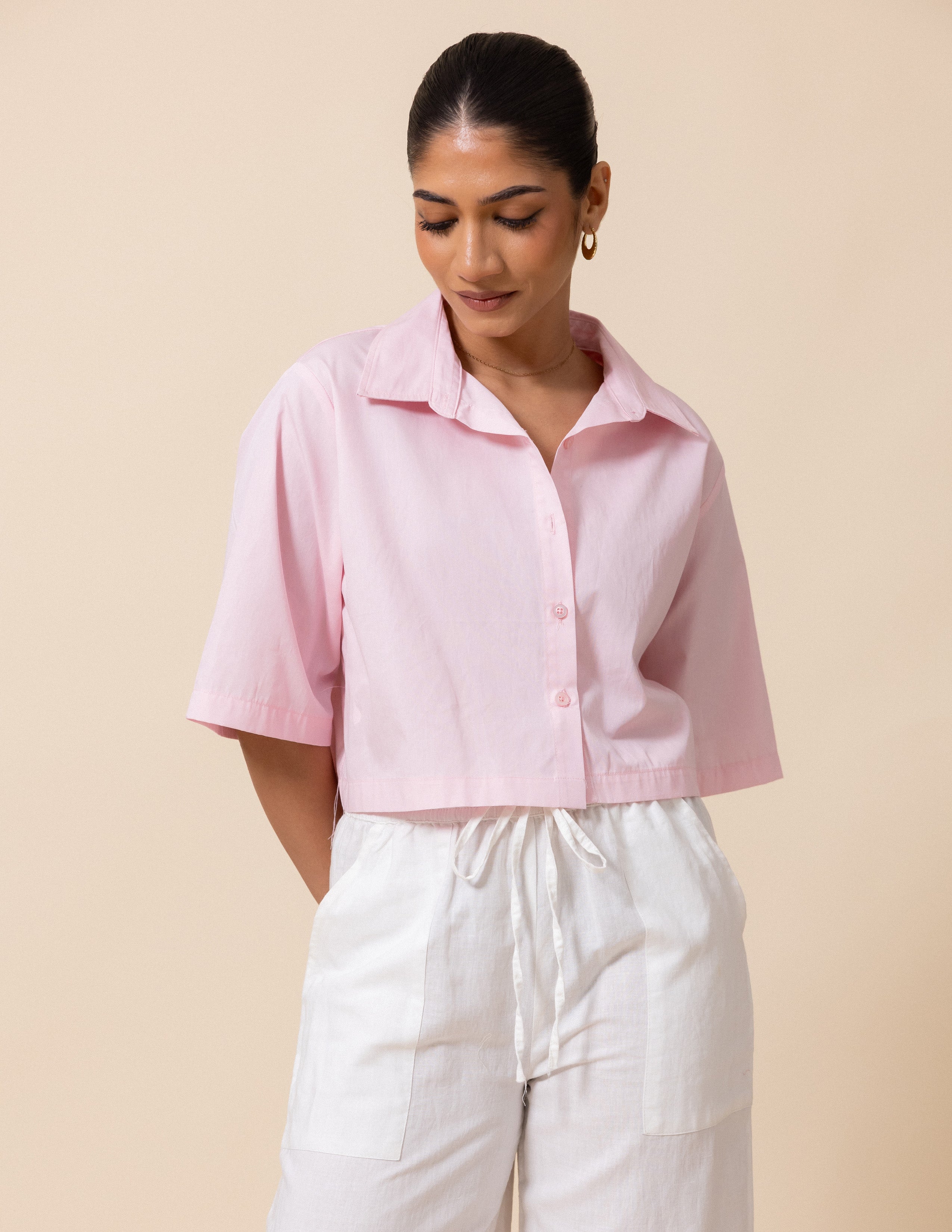 Button Down Cropped Shirt
