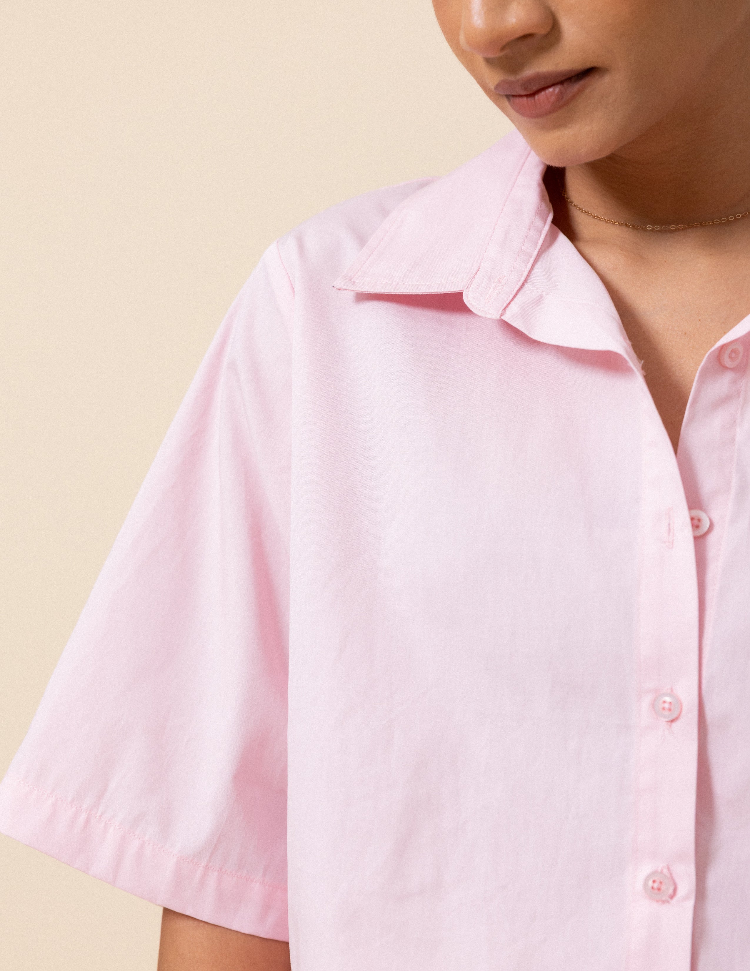 Button Down Cropped Shirt