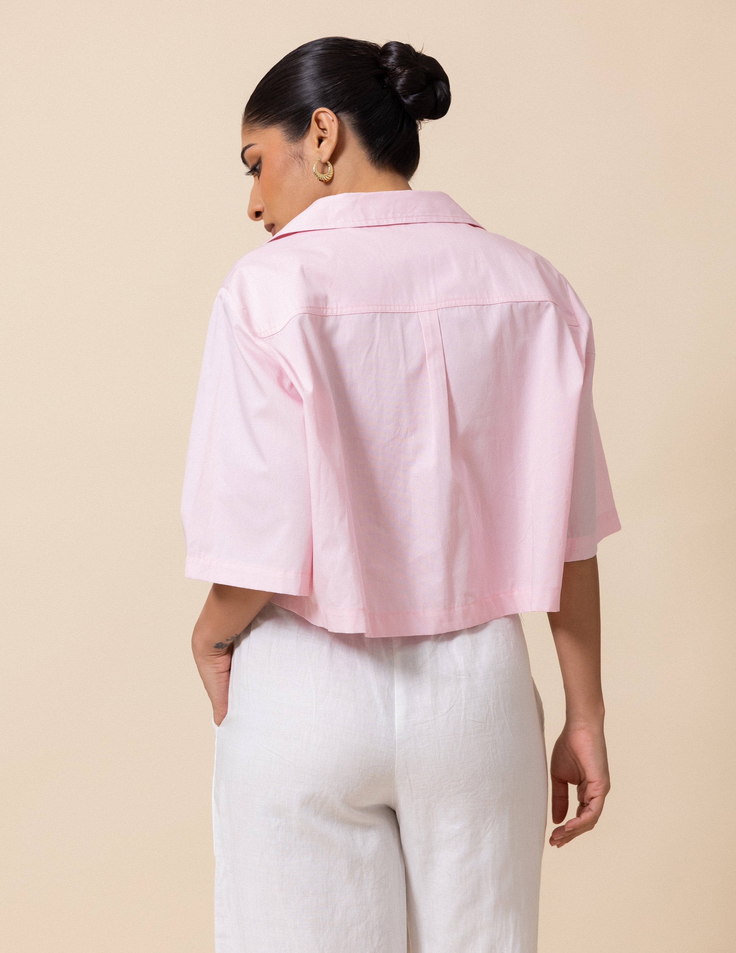 Button Down Cropped Shirt