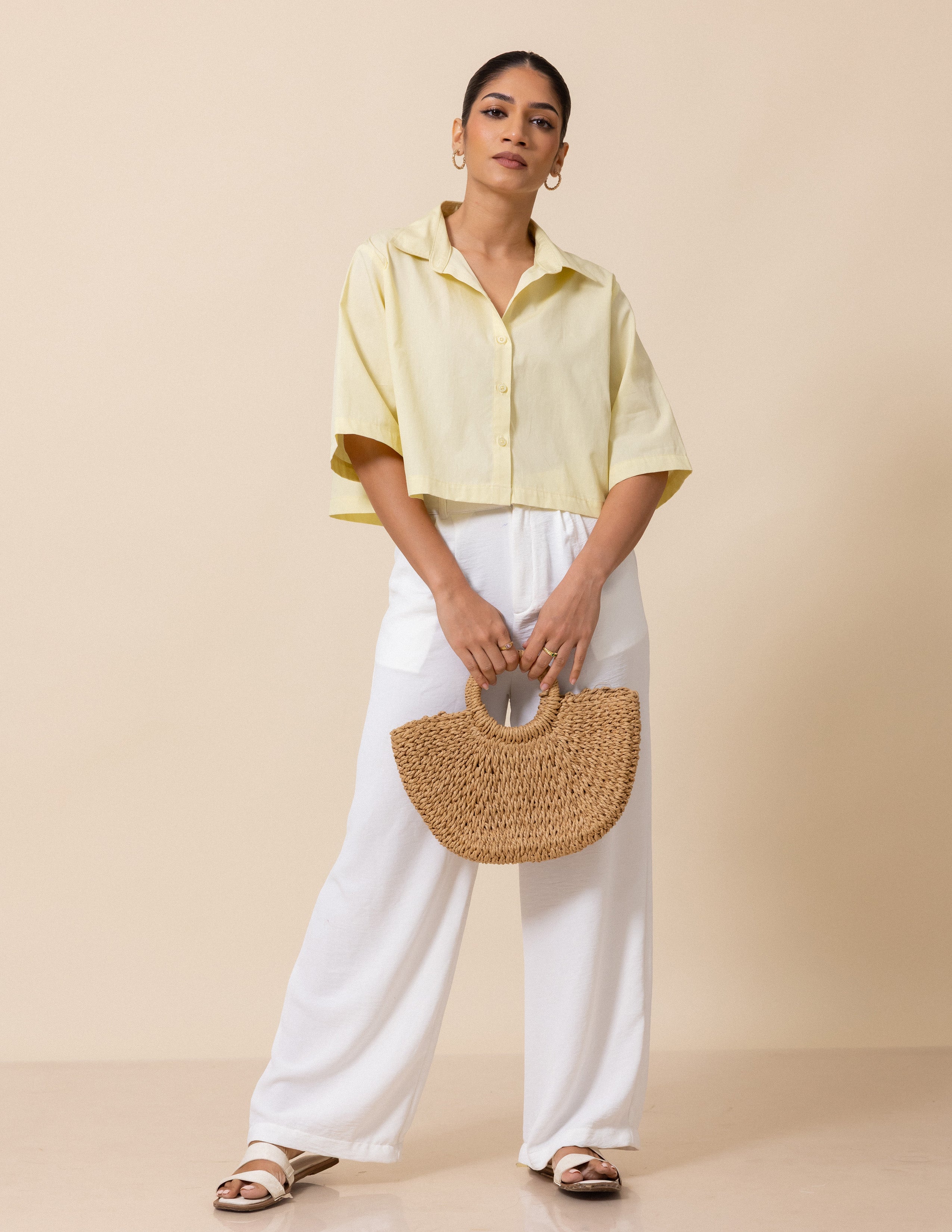Button Down Cropped Shirt