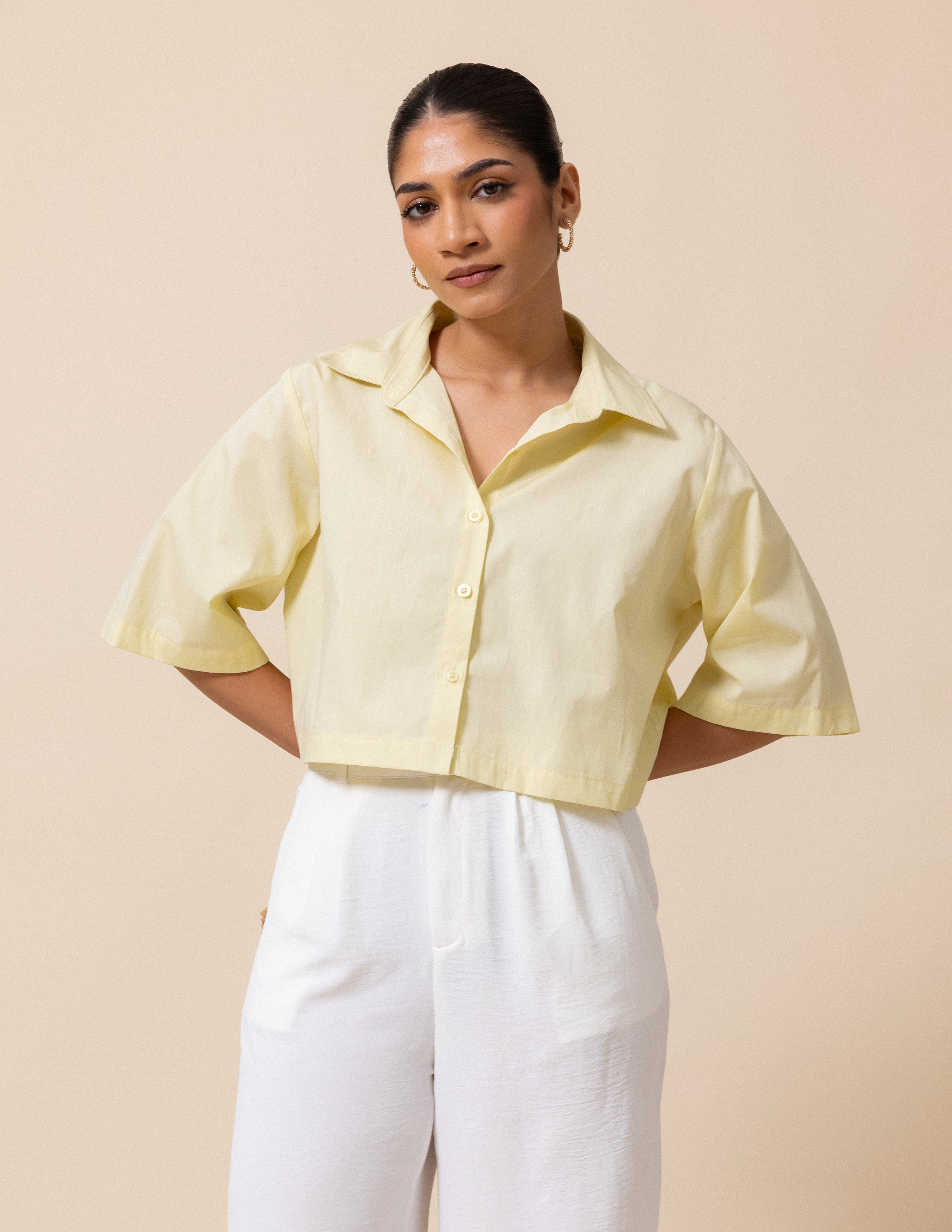Button Down Cropped Shirt