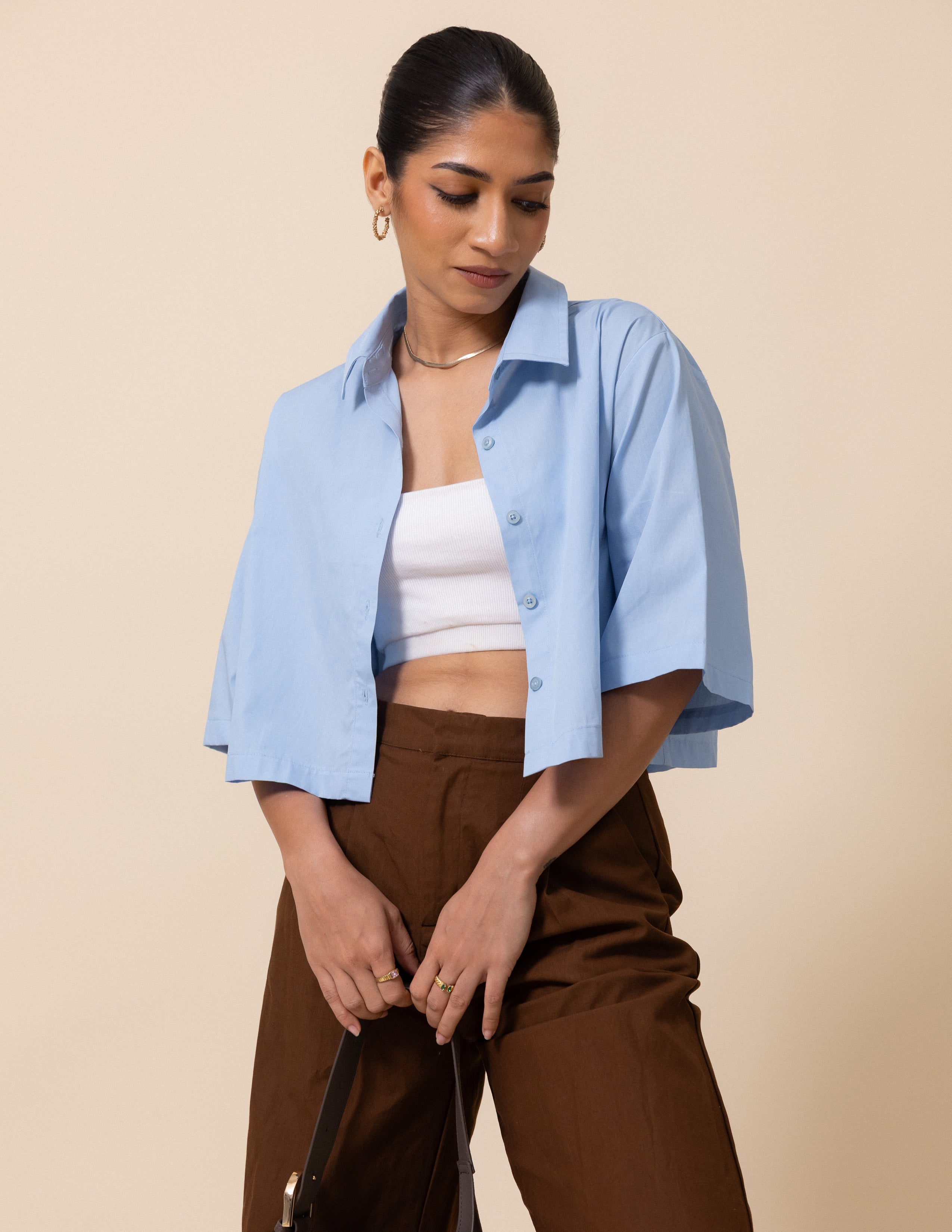 Button Down Cropped Shirt