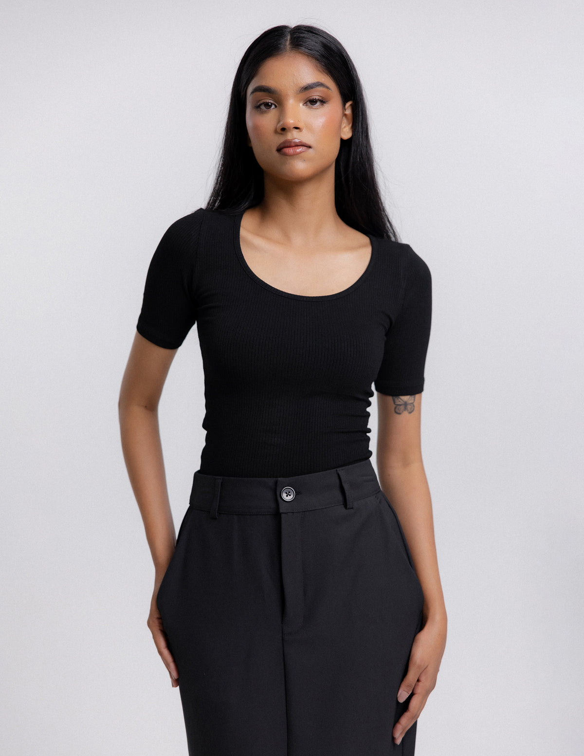 Round Neck Short Sleeved Top