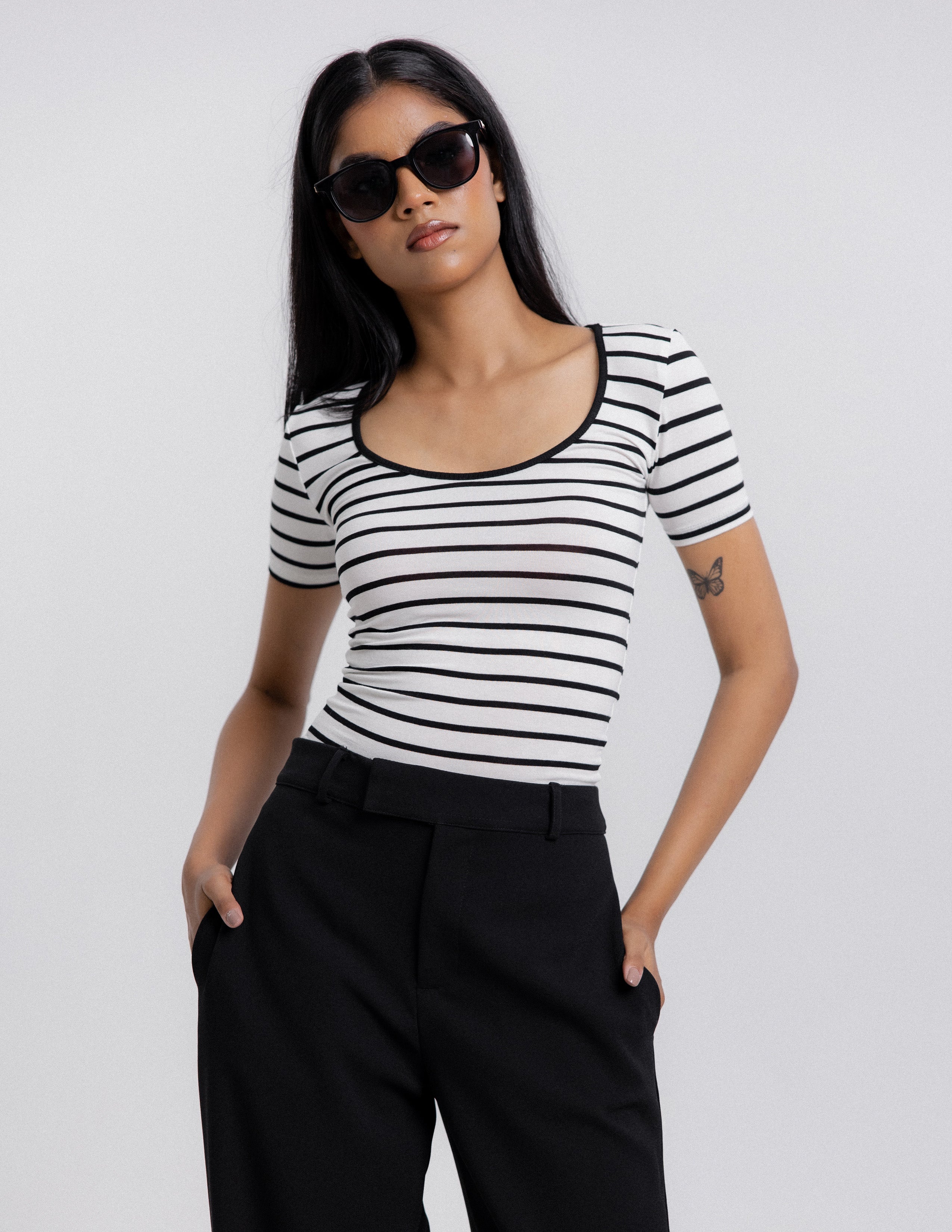 Striped Rounded Neck Top