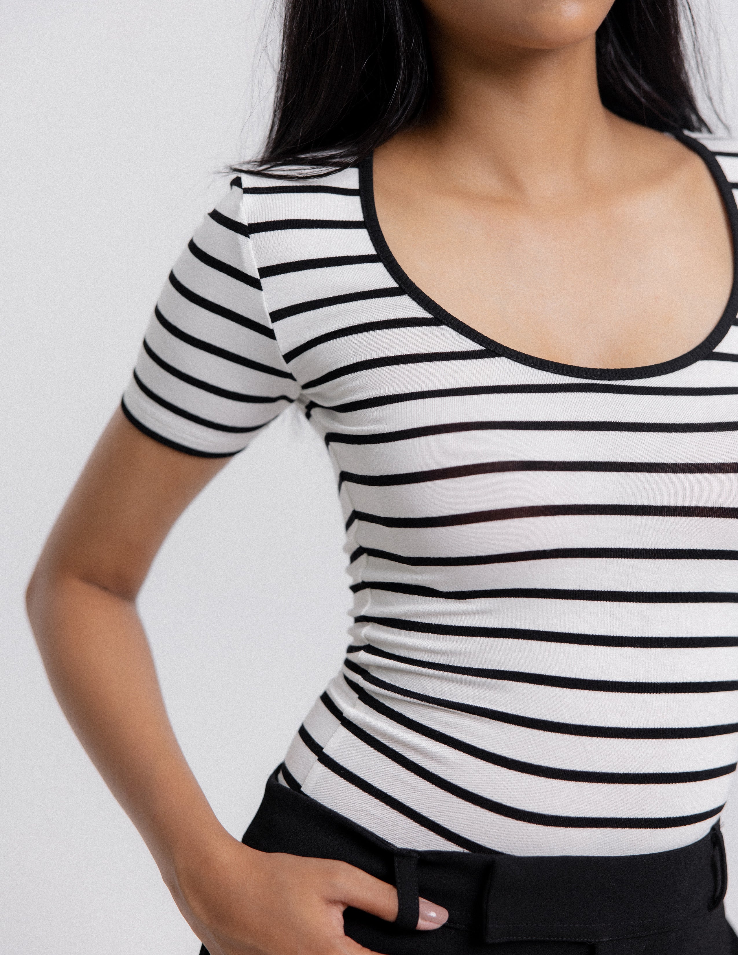 Striped Rounded Neck Top