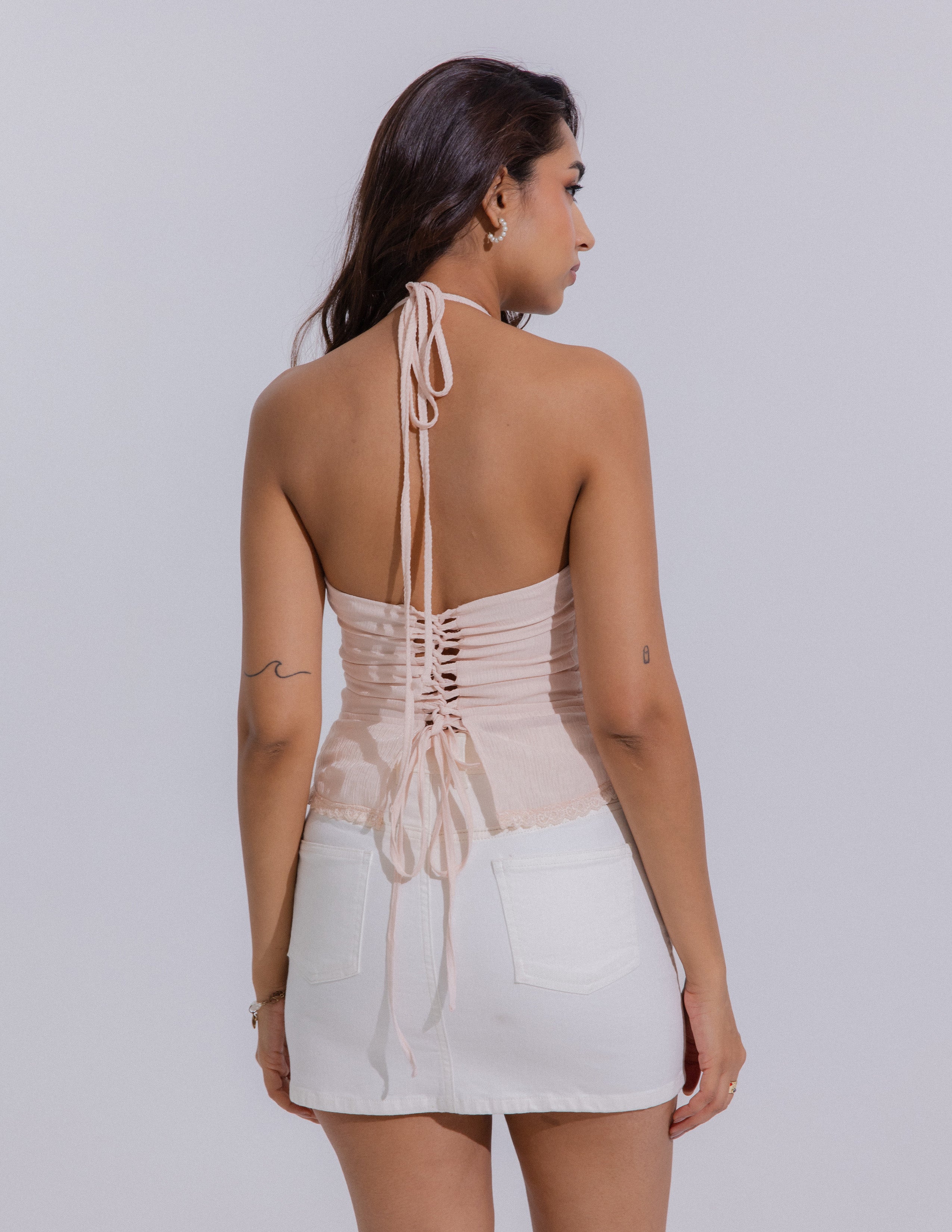 Deep V-Neck Back Tie Up Top