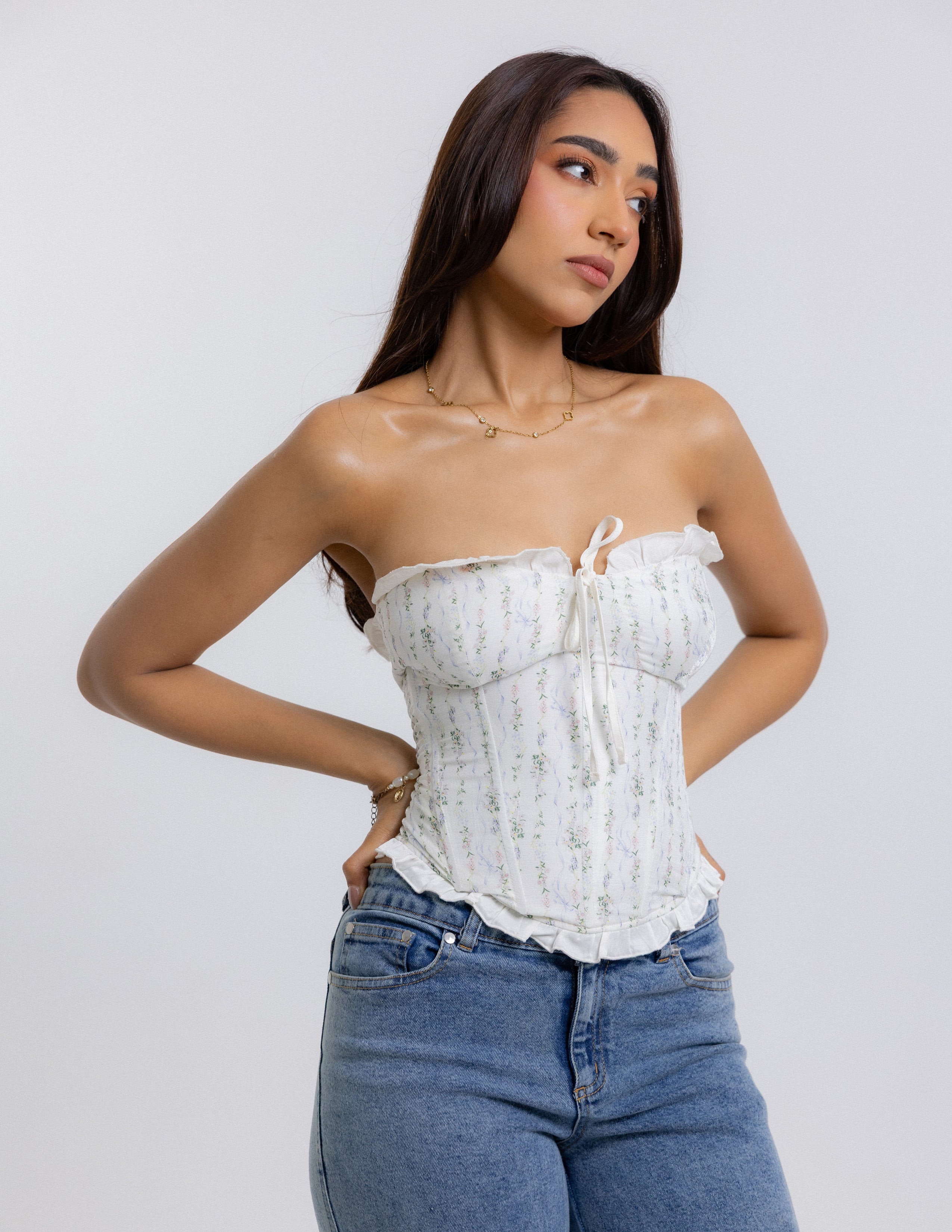 Printed Tube Corset Top
