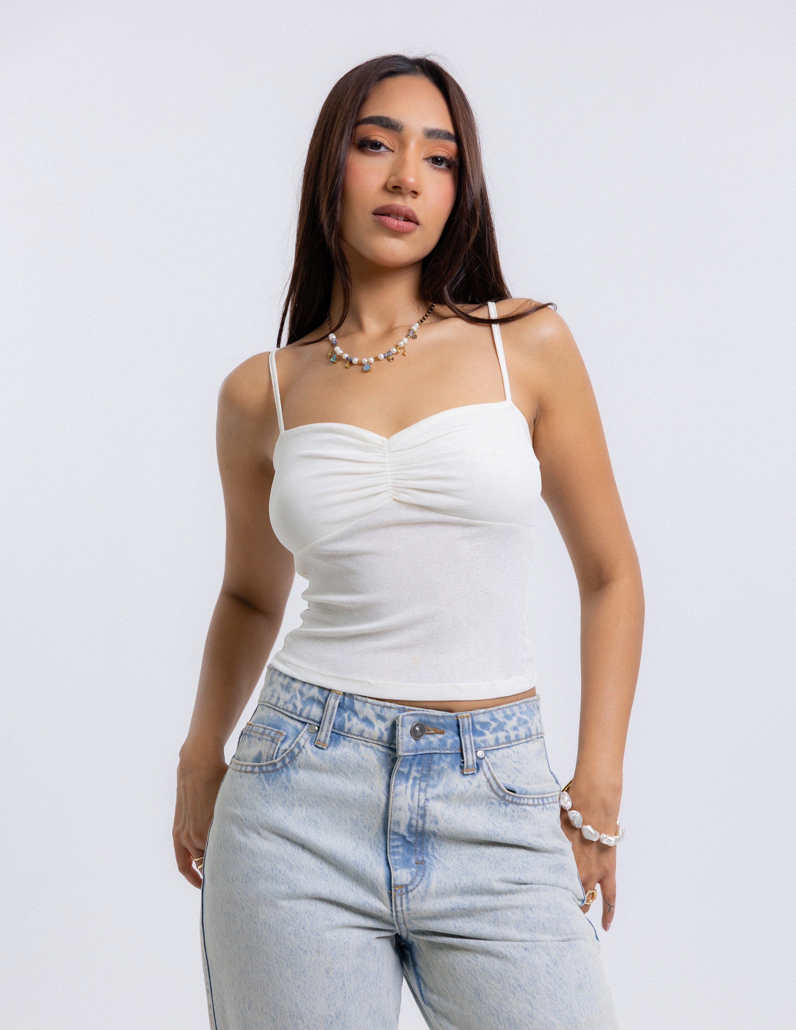 Bust Ruched Sleeveless Top