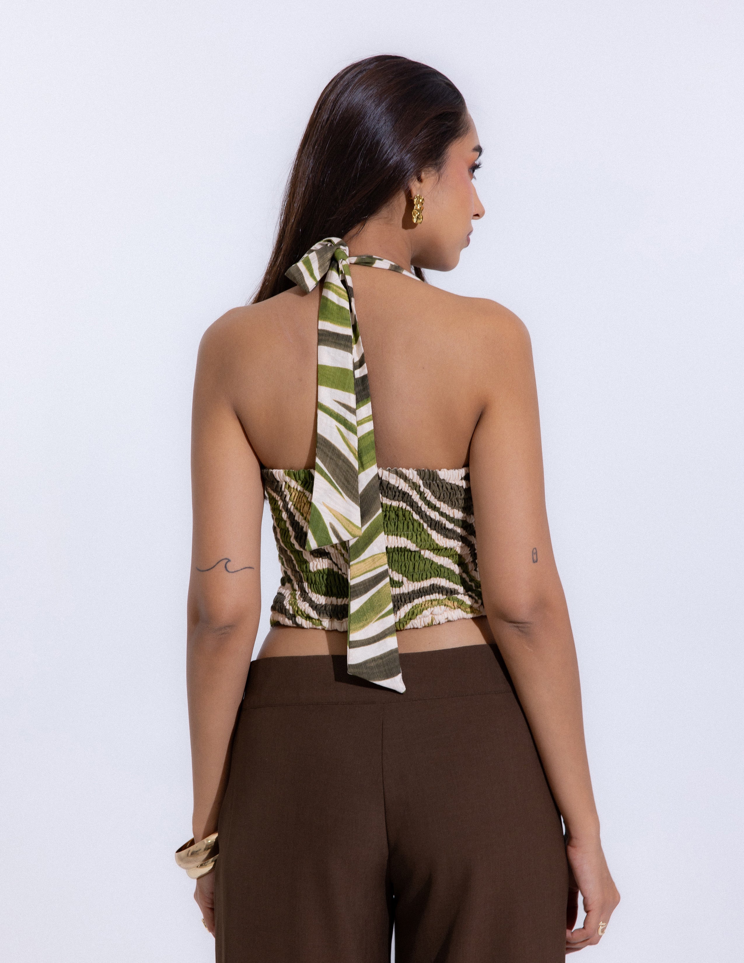 Halter Neck Smocking Detail Top