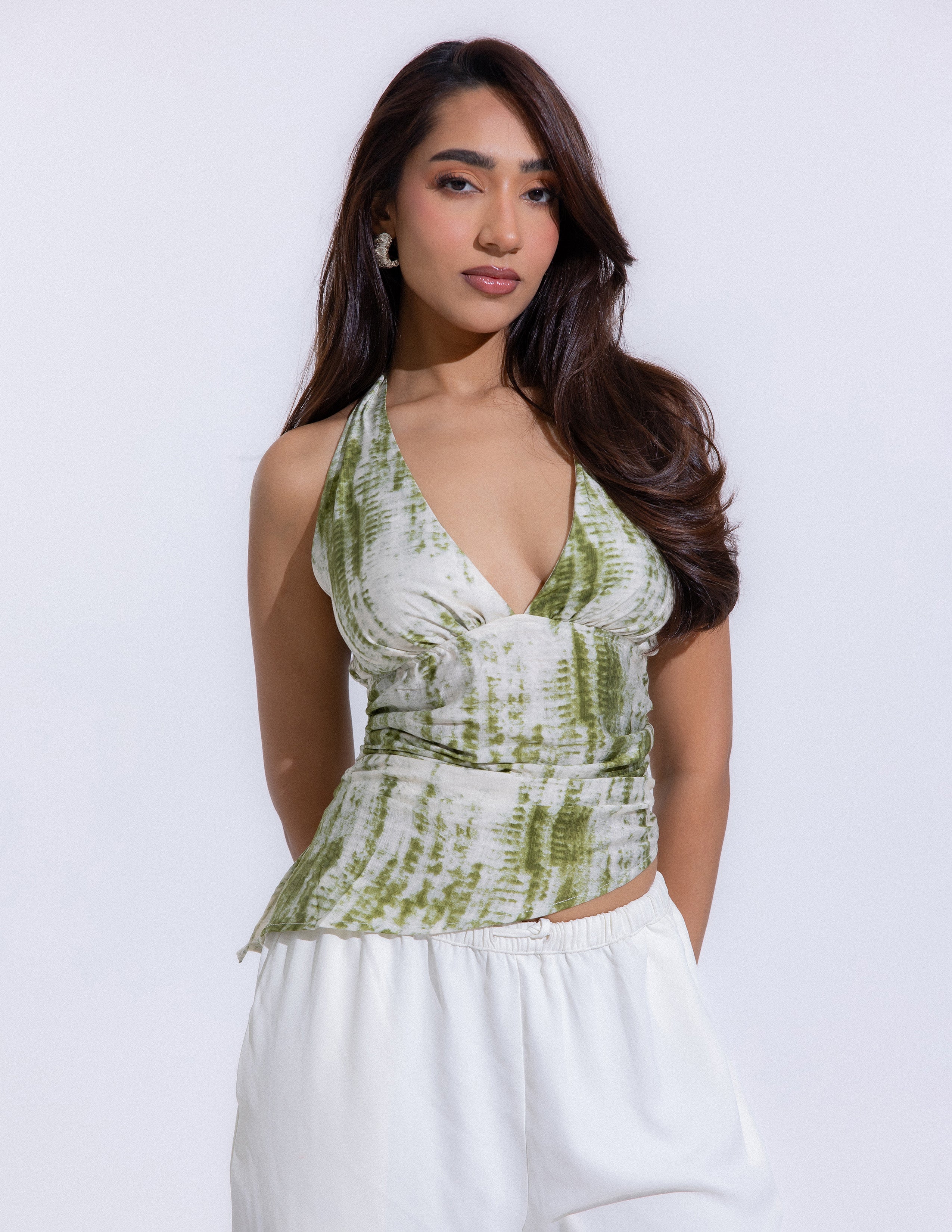 Halter Neck Smocking Detail Top