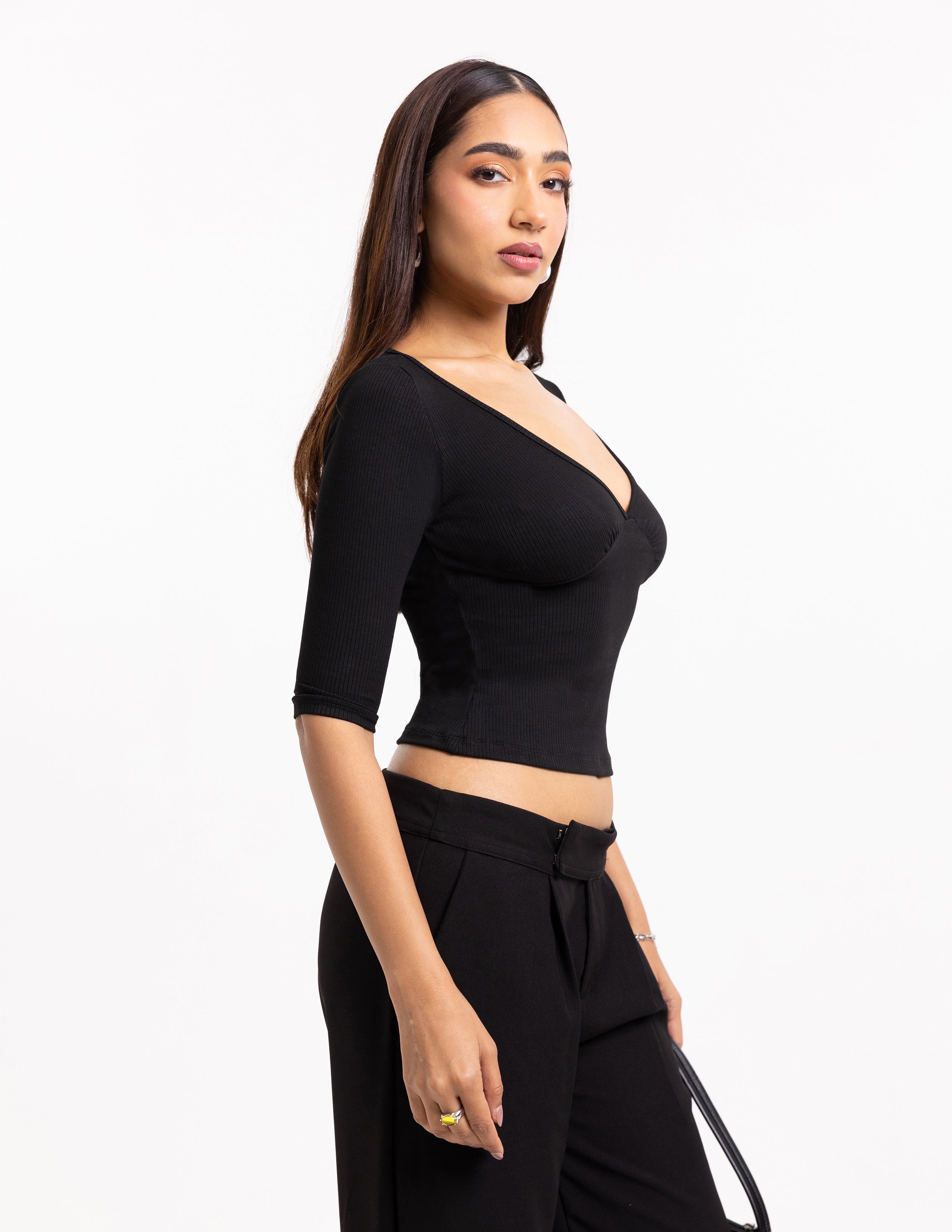 Deep Neck Fitted Top