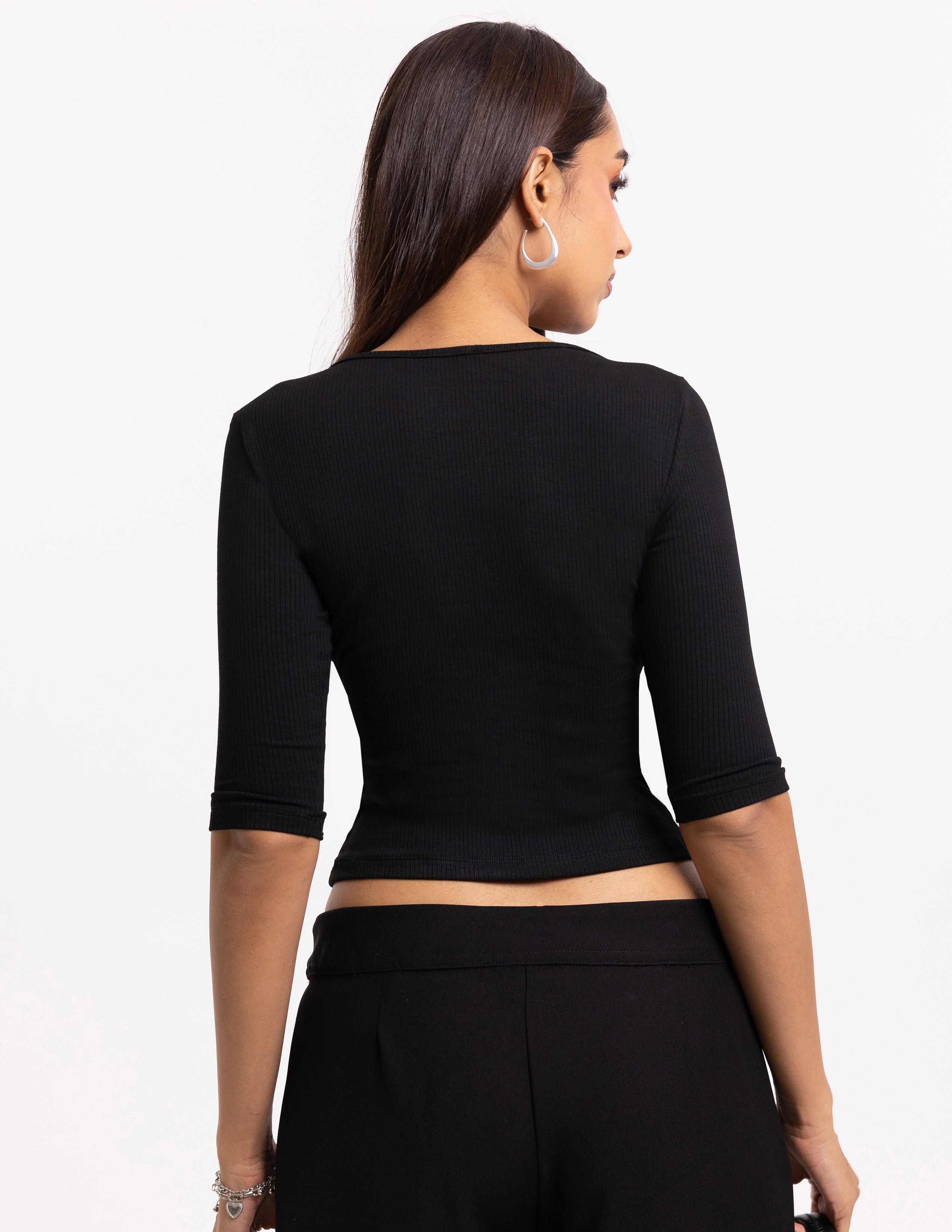 Deep Neck Fitted Top