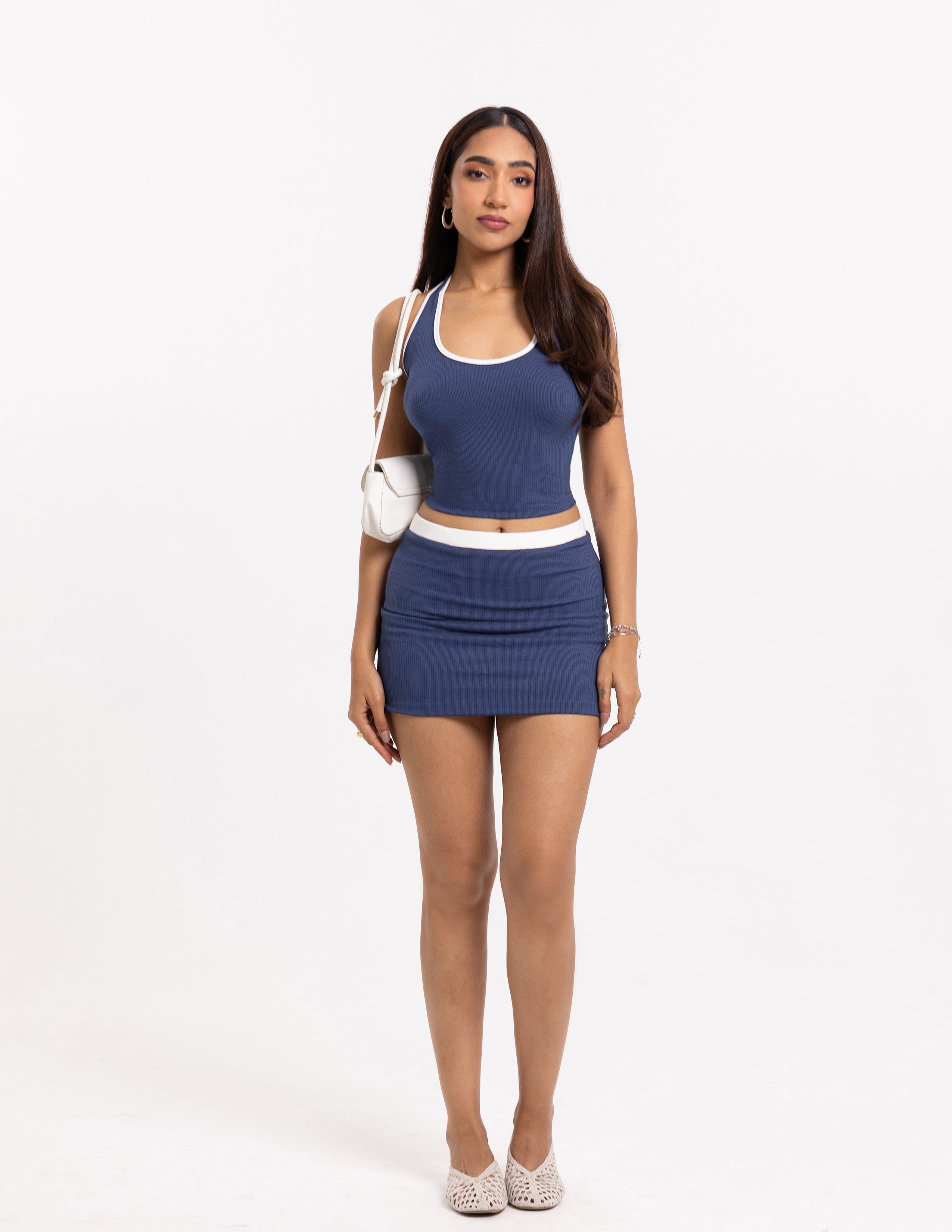 Contrast Waist Band Detailed Mini Skirt