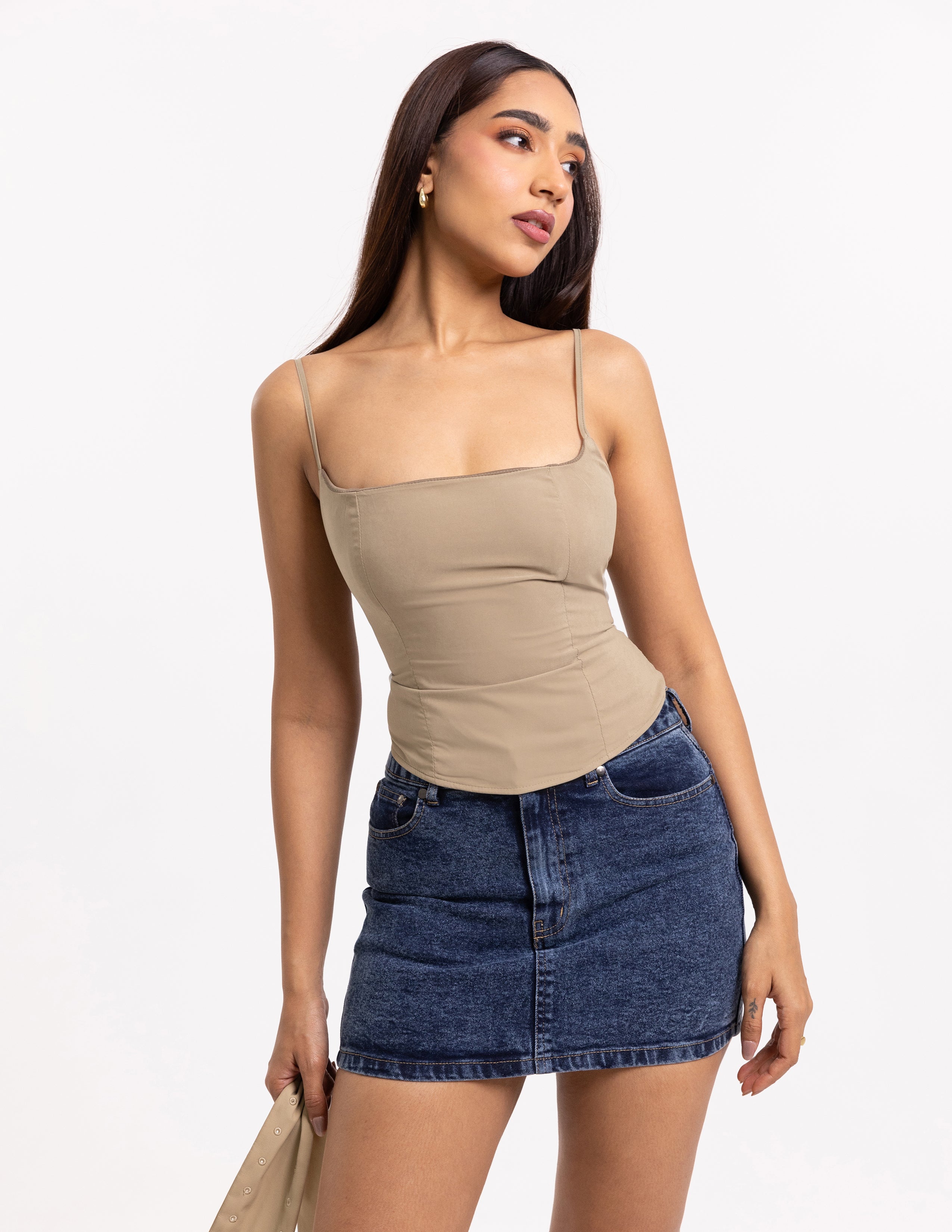 Fitted Sleeveless Back Tie Up Top
