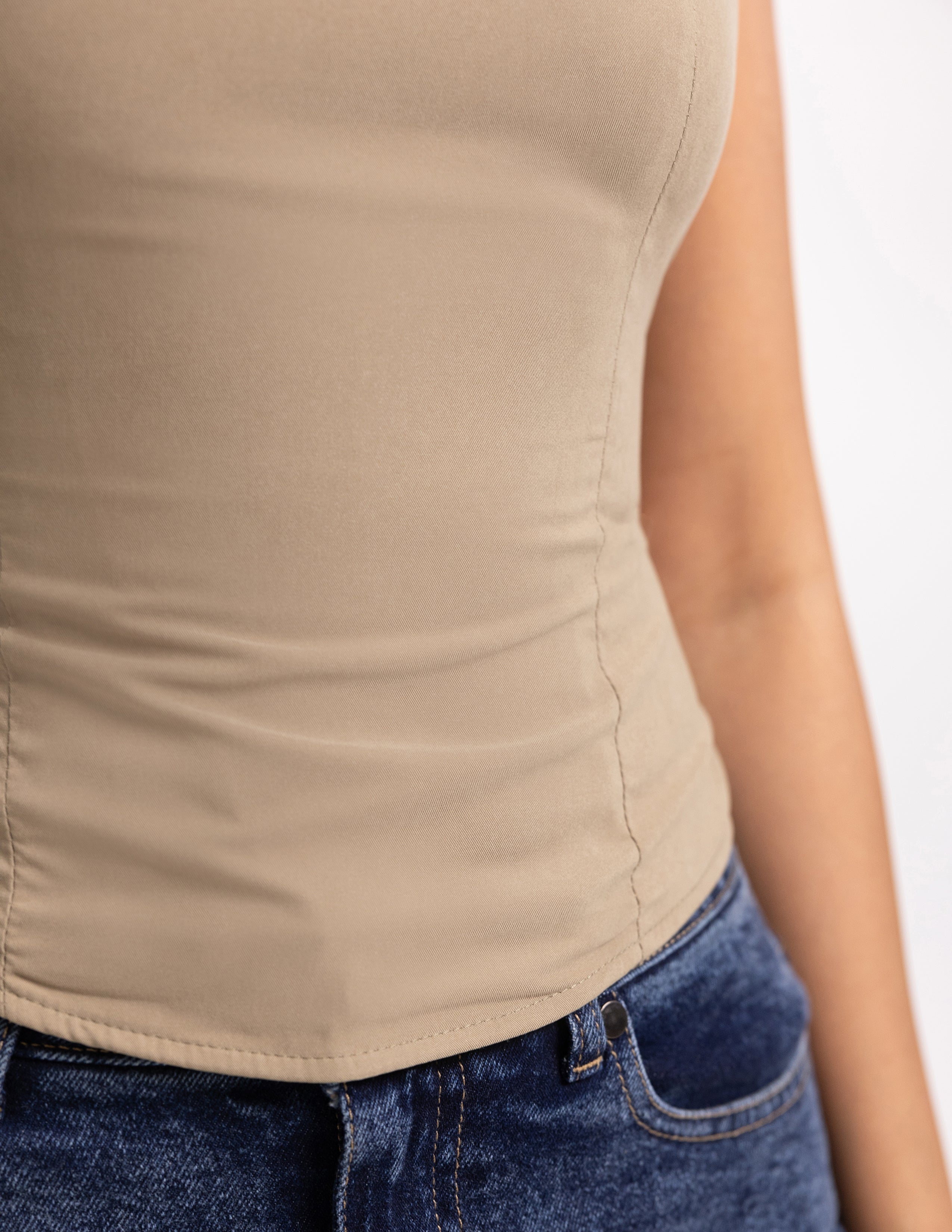 Fitted Sleeveless Back Tie Up Top