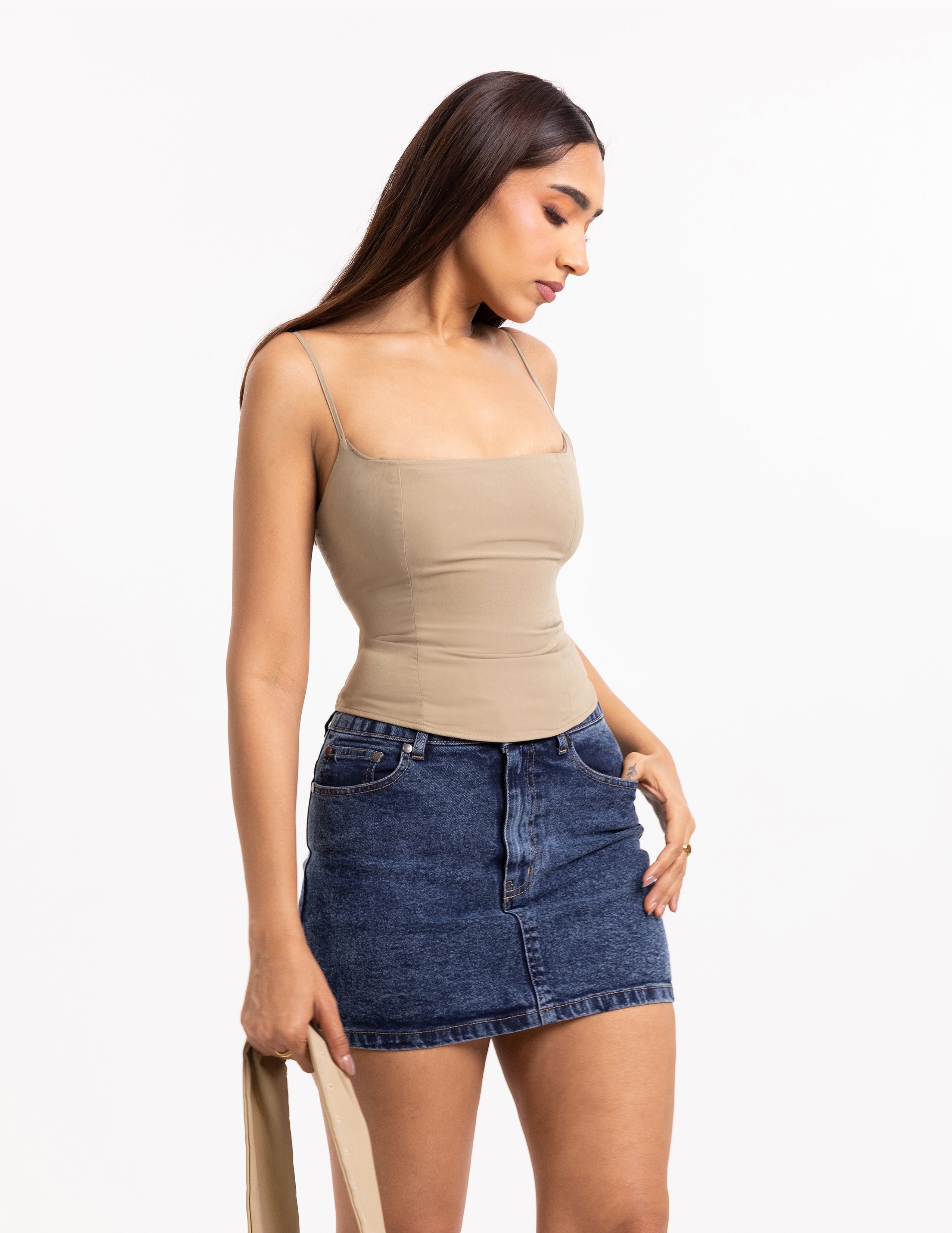 Fitted Sleeveless Back Tie Up Top