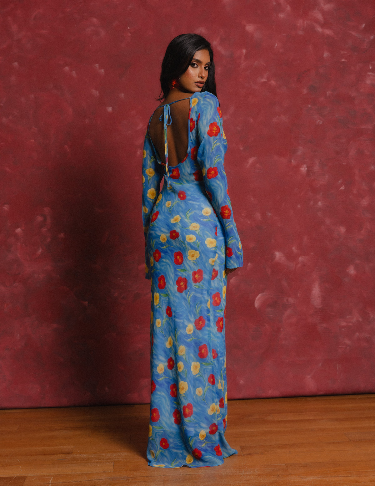 Front Tie Detail Bias Maxi Dress
