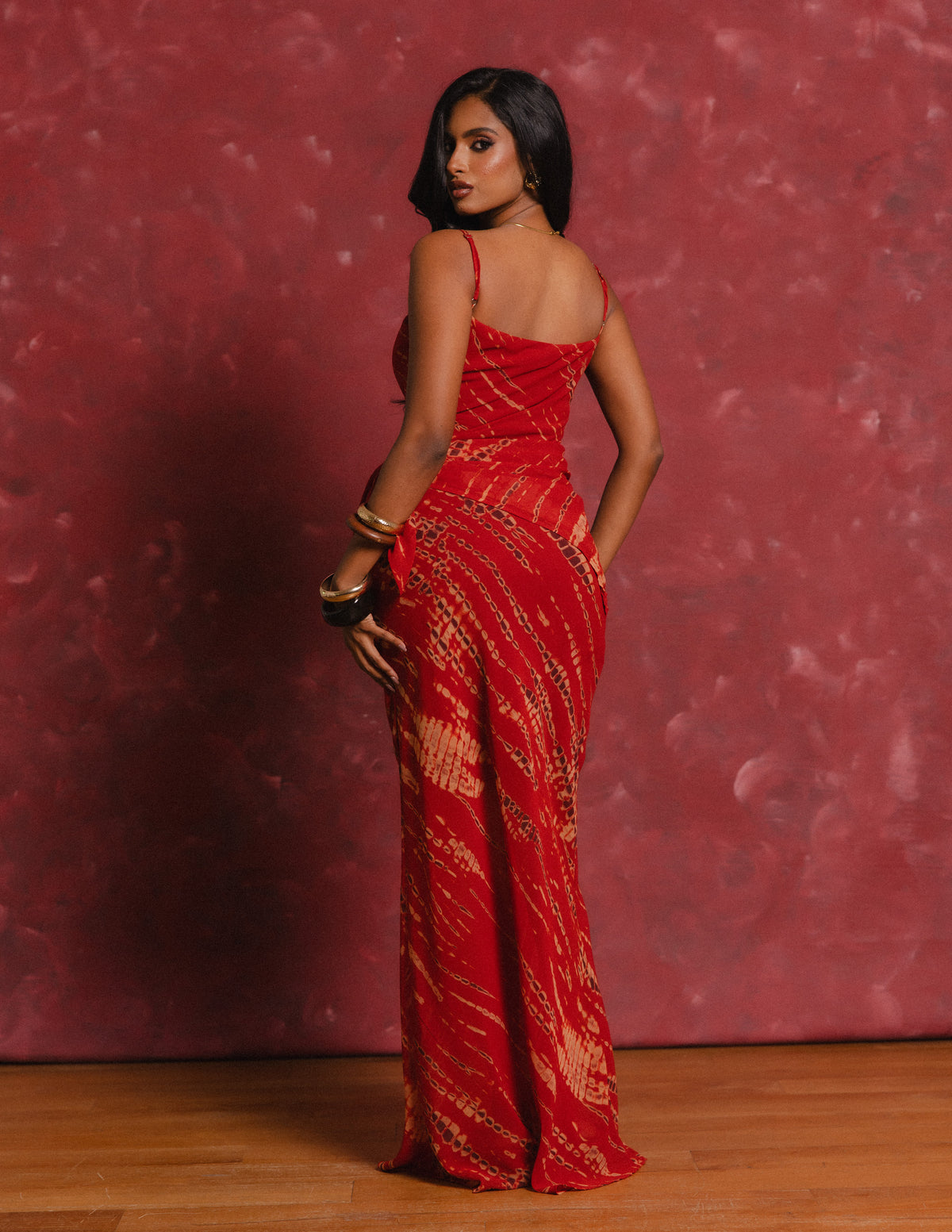 Bias Maxi Dress With Scarf