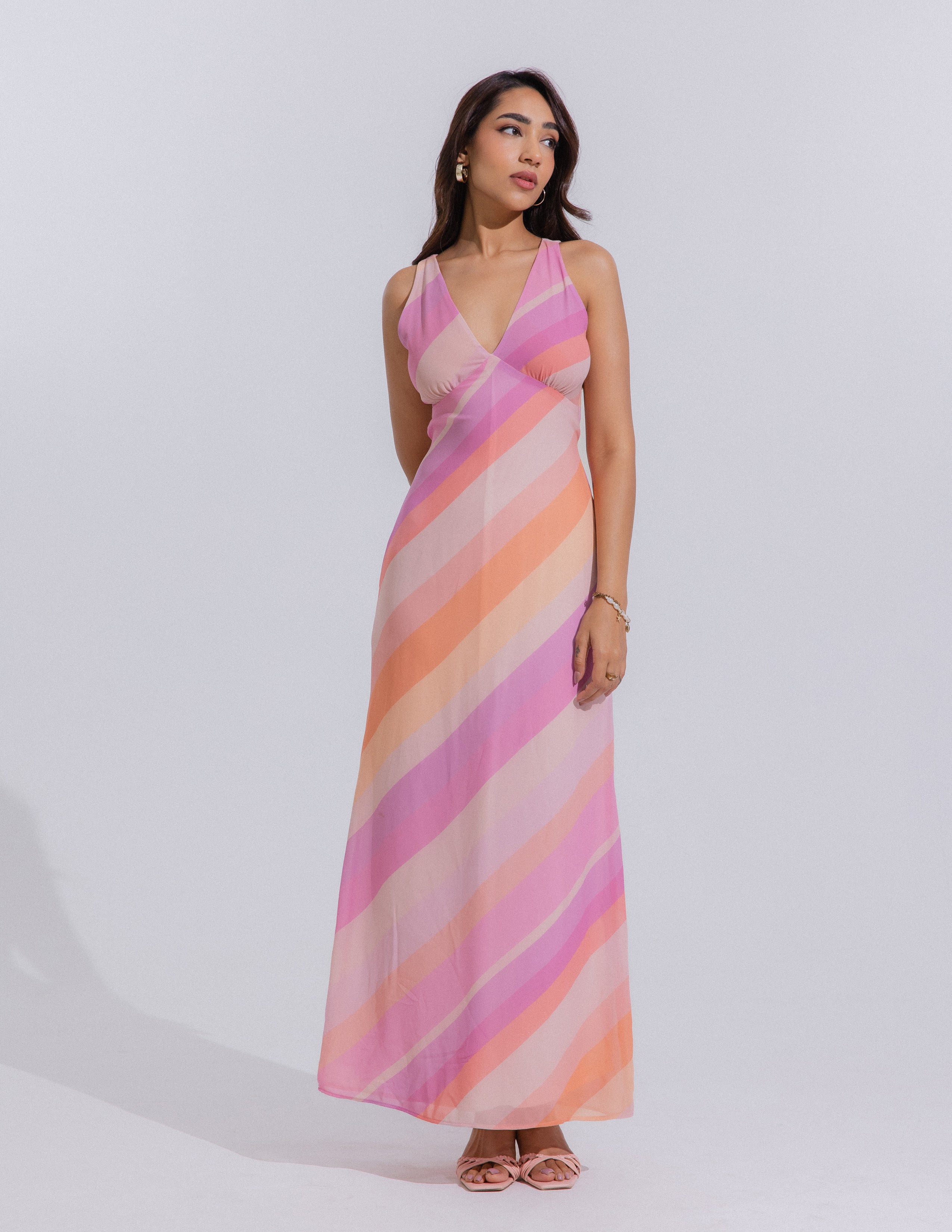 Bustier Detail Bias Maxi Dress