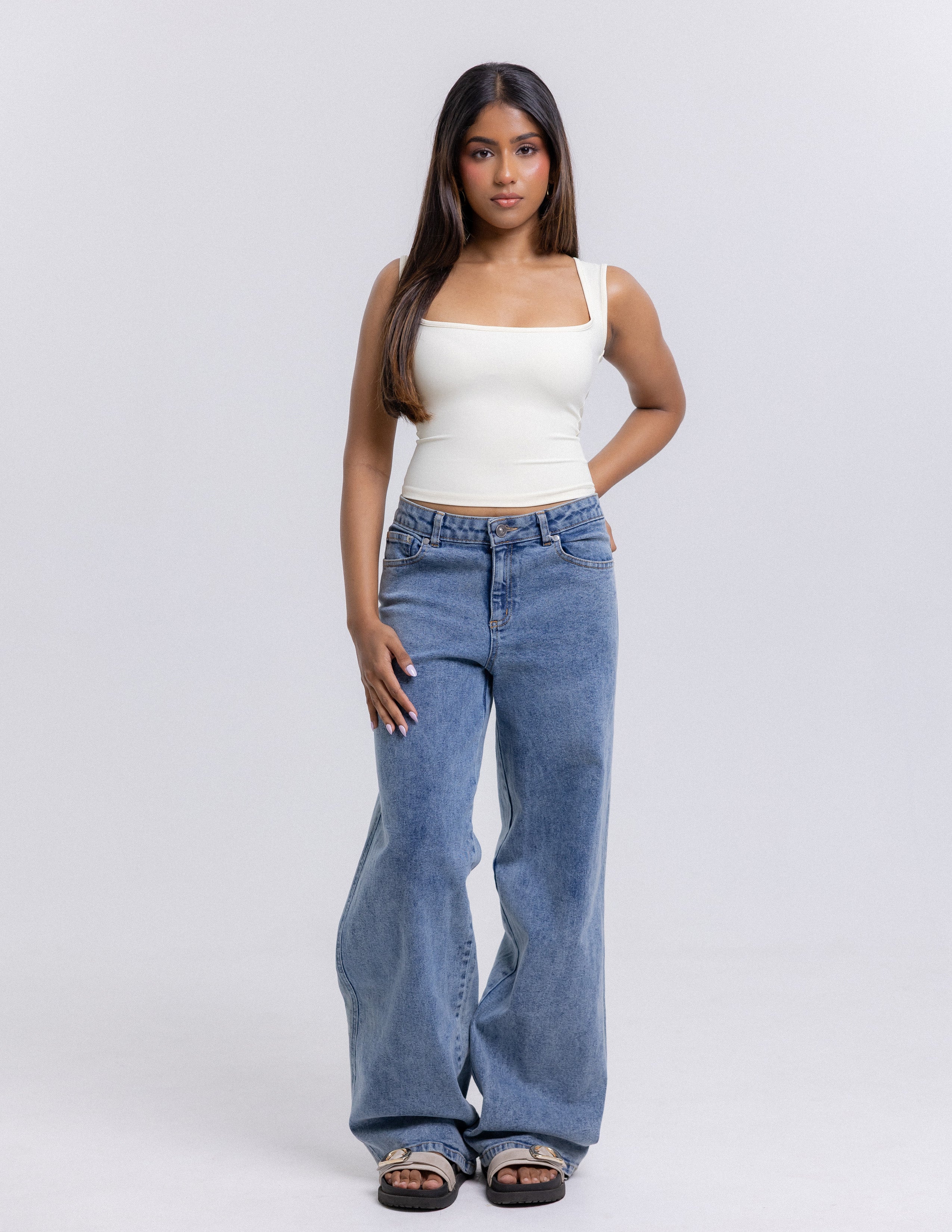 Ace Square Neck Sleeveless Fitted Top