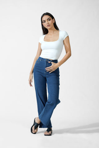 High Waist Straight Leg Denim Jean