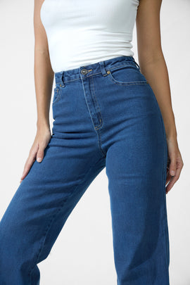 High Waist Straight Leg Denim Jean