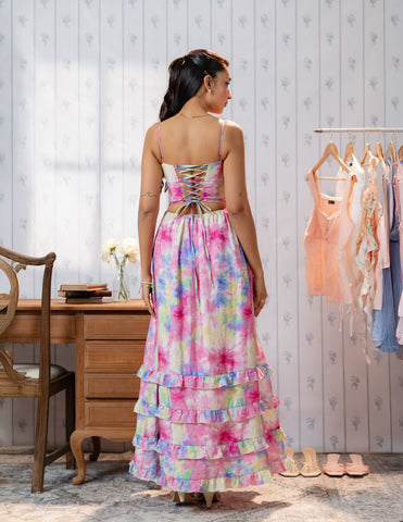 Frill Detail Corset Maxi Dress