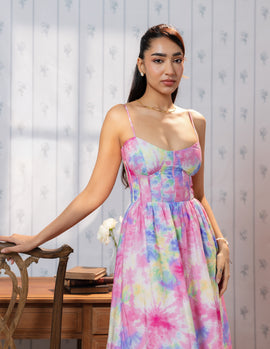 Frill Detail Corset Maxi Dress