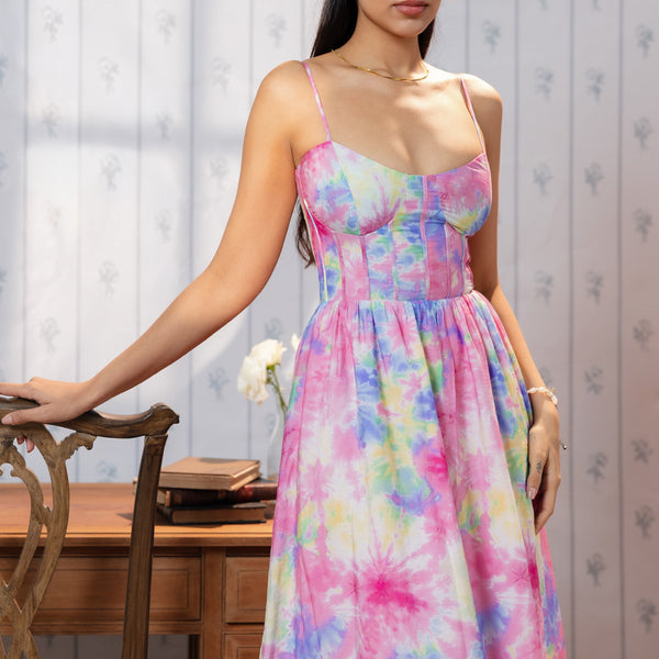 Frill Detail Corset Maxi Dress