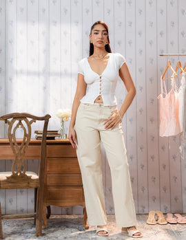 Mid Waist Wide Leg Pant