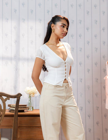 Bustier Detail Button Down Top