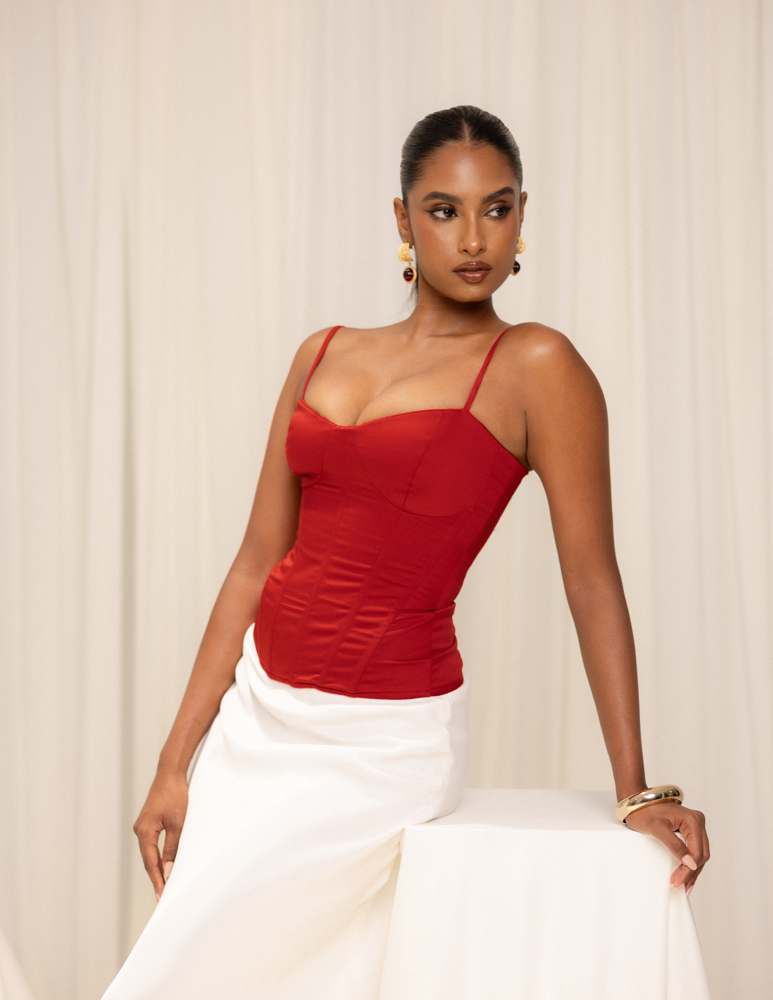 Corset Detailed Tie Up Sleeveless Top