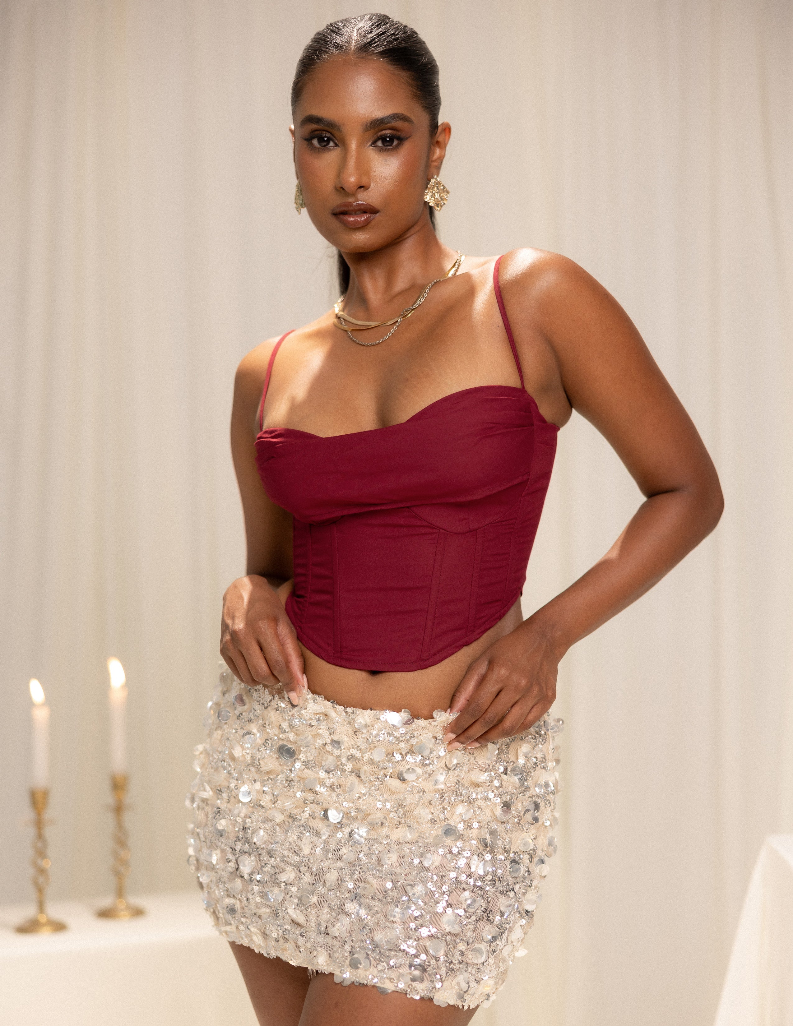 Bust Pannel Detailed Corset Tie Up Top