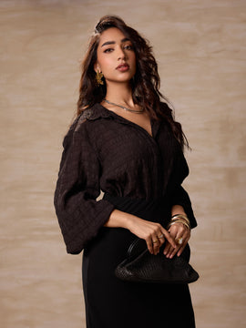 Balloon Sleeve Button Down Top