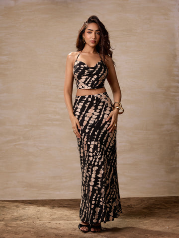 Printed Bias Maxi Skirt