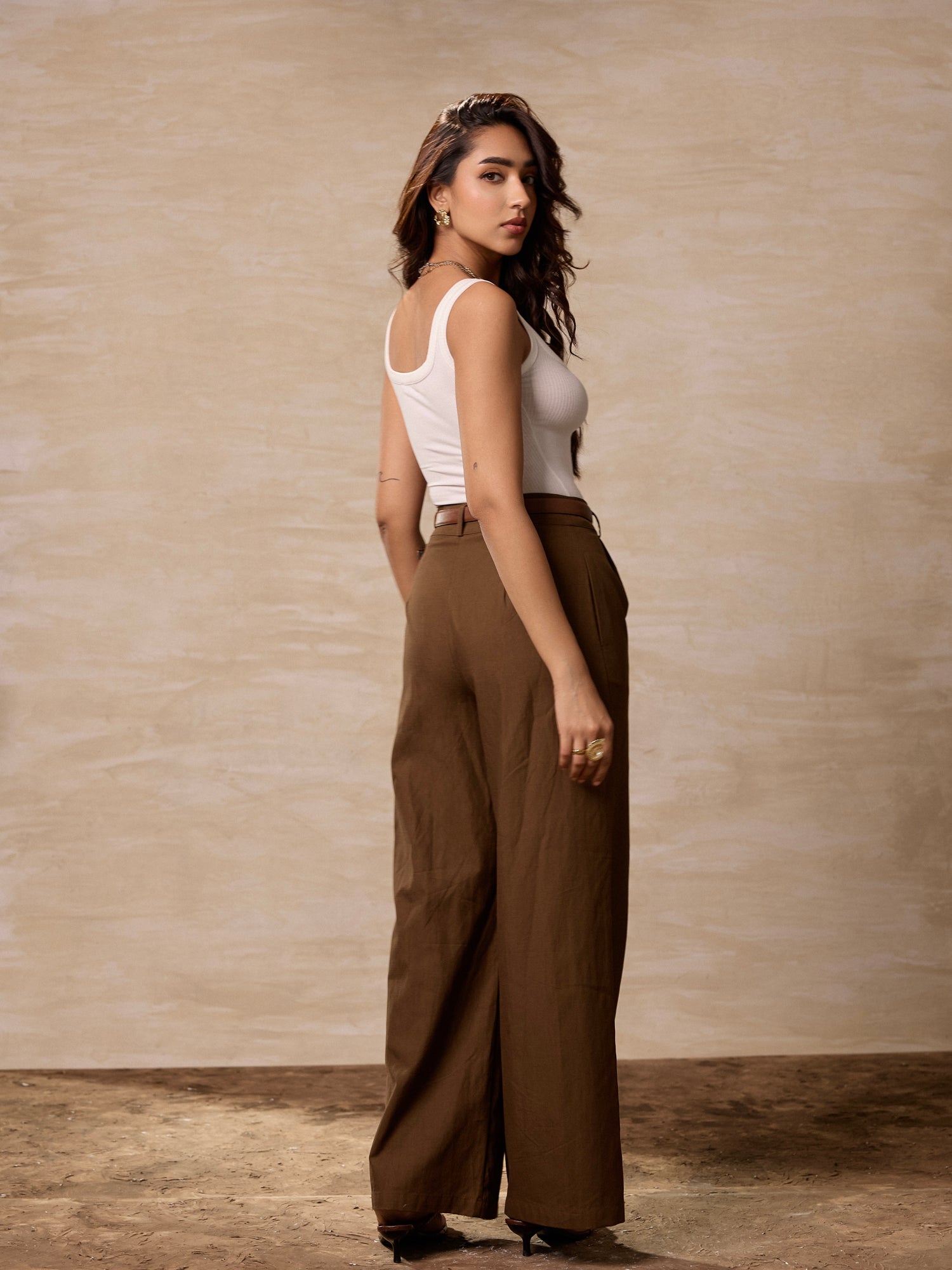 Front Pleated Wide Leg Pant