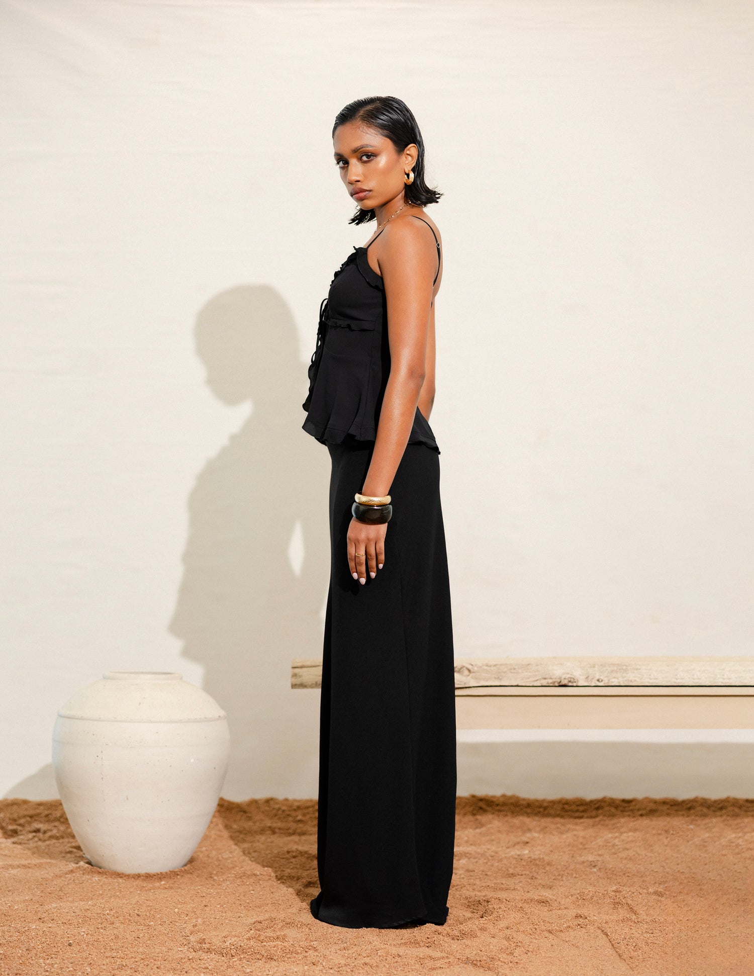 Frill Detailed Front Tie Up Top